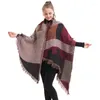 Halsdukar mode pashmina kvinnor halsduk förtjockande varm vinter rutan sjal reversibel cape wrap filt poncho ho950750