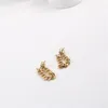 Stud Earrings Joolim Jewelry High End PVD Wholesale Non Tarnish Elegant Double Chain Dangle Hoop Stainless Steel Earring For Women