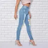 Women's Jeans In Small Hole Feet Elastic Tight Slim Beggar