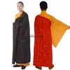 Ropa étnica rojo café budista abad túnicas de meditación chino tradicional monje bata larga vestido adultos hombres templo budismo sotana