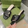 Women flats Interlocking Cut-out Slipper Sandals Leather Flat Fashion Rubber Summer Beach Flip Flops Platform Mules 35-41