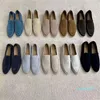 2023-Dress Shoes Luxury Designer Summer Charms Embellished Walk Loafers Couple Mens Leather Casual Slip on Flats Shoe