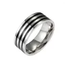 Alianças de casamento 8 mm de aço inoxidável simples feminino anel listrado preto ponta do dedo masculino moda casal punk joias presente