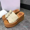 Elegant Design Women's Woody Sandals Letter Print Canvas Espadrille Platform Slides Cross Weave Comfortable Wedges Slipper EU35-42