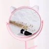 Wall Stickers 360° Rotation Makeup Mirror With Jewelry Rack Holder Table Countertop Base Use for Bathroom Cute Cat Ear Desk Cosmetic Mirrors 230731