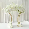 Bröllopsdekoration Flower Vase El Table Centerpieces Floral Row Metal Holder Flower Rack Shiny Gold Arch Stand Grand-Event Part221s