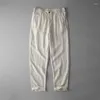 Pantaloni da uomo Pantaloni da yoga larghi con coulisse in lino da uomo in stile giapponese con tasche Pantaloni da spiaggia traspiranti estivi