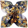 Foulards Faux Twill Foulard En Soie Homme Femmes Arbre Fleur Couverture Bandana Grand Châle Étole 130 130cm