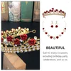 Kolye Küpe Seti Gül Kraliyet Headdress Çocuk Mücevher Kristal Kolye Dekor Kulak Damla Teavar Rhinestone Head Bands Küpe