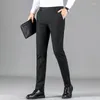 Herrbyxor 2023 högkvalitativa modemän affärer avslappnad tunn smal passform elastiska midja slacks manliga byxor