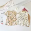 Robes de fille Sanlutoz manches courtes été bébé robe motif mignon décontracté enfants filles vêtements coton 230731