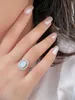 2023 Popular European and American S925 Sterling Silver Natural Zircon White Aobao Circular Ring Fashion Ring for Women