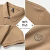 Mens Polos High End 100% Cotton Polo Shirt Summer Fashion Tiger Head Brodery Kort ärm Tshirt Lapel Half Paul 230729