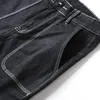 Jeans da uomo moda tasca causale cerniera pantaloni lunghi tinta unita slim fit