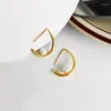 Stud Earrings Copper Gold-Plated Temperament Water Drop Shaped Women's Ins Wind Sweet Pearl Female Net Celebrity