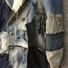 Mens Jackets Fashion Designer Patchwork Denim Windbreaker Hi Street Ripped Jeans Jacket Streetwear Luxury Long Coat Ytterkläder 230731