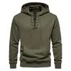 Men's Hoodies Zip Hoodie Swear Shirts Strap Hooded Sweater Loose Fashion Casual Pure Cotton Pullover
