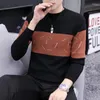 Hommes chandails 2023 printemps et automne à manches longues imprimé pull coréen mince col rond personnalisé tricots Base chemise