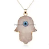 Anhänger Halsketten Einfache Evil Eye Halskette Frauen Fatima Hamsa Harz Schlüsselbein Kette Für Weihnachtsgeschenk Nachahmung Naturstein Choker J Dhhim