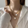 ペンダントネックレス誇張された金の厚いチェーン大きな真珠ネックレストレンディネットレッドファッションネックジュエリークラビクル256y