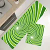 Mattor Green Vortex Print Kitchen Mat Entrance Doormat 3D Printed Kitchen Rug Home Floor Balkong Anti-Slip Carpet Home Decor R230731