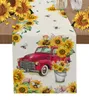 Table Cloth Spring Tulip Flower Truck Print Table Runners Modern Tablecloths Home Wedding Decoration Table Runners Easter Decorations R230726