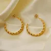 Hoop Earrings Gold Rope Twist Hoops For Women 18K Plated Stainless Steel Statement