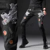 Мужские джинсы осень разорванные джинсы для патчей мужской эластичный 3D двойной вышивка вышива