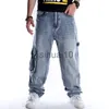 Men's Jeans Street Dance Wide Legs Baggy Jeans Men Fashion Embroidery Black Loose Board Denim Pants Male Rap Hip Hop Jeans Plus Size 30-46 J230728