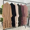 Etniska kläder veckade Abayas för kvinnor Dubai Open Abaya Turkiet Hijab Muslim Kimono Femme Musulmane Long Arabic Dress Pakistani Islam