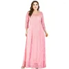 Casual Dresses Maxi för kvinnor 2023 Plus Size Women's aftonklänning Tre fjärdedel ärm Lång kjol Mellanöstern Swing spetskläder
