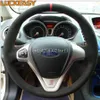 Black Suede Hand-stitched Car Steering Wheel Cover for Ford fiesta ST ESCORT EcoSport3070