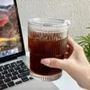 Taças de vinho Copo de vidro criativo com tampa e canudo Café Leite Suco Copos Canecas de água To Go 230729