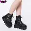 Boots Autumn Winter Punk Street Ankle Boots Women Platform Wedges High Heels Motorcycle Short Boots Female Halloween Shoes Woman 230729