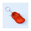 Keychains Lanyards 12 Färger 3D Mini Shoe Keychain Eva Shoes Srocs Key Chain Clog Sandal Party Gynnar söta plastskumhål Sandaler Otd5i