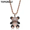 TOPGRILLZ Hip Hop cobre rosa oro plata Color Cubic Zircon Panda colgante collar encanto para hombres mujeres joyería collares Gifts3051