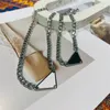 Elegant luxury necklace creative triangle pendant necklace couple vintage thick chains for men valentine s day plated silver jewelry designer for women ZB011 C23