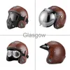 Motorhelmen JYT Nieuwe PU-leer JET Casco Moto Vintage Zomer Rijden Retro Motocross Helm Motorcycle Face Shied Bobber Chopper Style Korea x0731