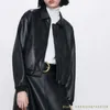 女性の革ファッション女性春秋Puジャケットカジュアルスリムソフトモトバイカーフェイク女性コートベーシックストリートウェア