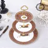 Plates Bone China Three-Layer Fruit Plate Cake Rack Kitchen Living Room Dessert Vegetable Storage Wedding Birthday Shelf Tra