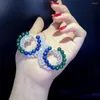 Orecchini a bottone Orecchino di giada Cerchio in argento sterling 925 Blu Verde Colore misto tinto Gioielli da donna pregiati