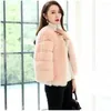 Pele Feminina 2023 Inverno Feminino Casaco Moda Temperamento Estilo de Rua Soild Cor Diariamente Comutação Casaco Quente Inteiro Feminino