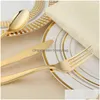 Dinnerware Sets 20 Pieces Gold Plastic Sierware Disposable Knife And Fork Spoon Birthday Tableware Party Decor Supplies Drop Delivery Otrq5