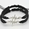 Charm Bracelets DIY Jewelry Making Men Rope Chain Bracelet Women Adjustable Wax Electrocardiogram Heat Waves Alloy