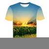 Mäns T -skjortor Summer Short Sleeve Shirt Mountains Rivers Graphic For Men mode naturlandskap mönster stiliga casual streetwear tops