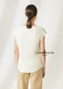 Women T Shirts Summer loro piana Round Neck Silk Solid Color Short Sleeves Shirts White Orange