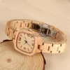 Other Watches Luxury Maple Wood Ladies Watch Square Dial Full Wooden Bangle Wrist Watches Creative Timepiece Gifts for Girlfriend/Wife J230728