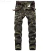 Camouflage Mannen Hip Hop Biker Uitgerekt Jeans Streetwear Geplooide Joggers Slanke mannen Bekrast Broek Pantalones Hombre L230731