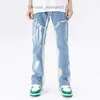 Pantaloni da uomo 2023 Cyber Y2K Fashion Wash Blue Pocket Flash Jeans Pantaloni da uomo in denim da donna hip-hop dritti Corda Hombre Z230731