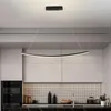 Pendant Lamps Restaurant Chandelier Nordic Minimalist Creative Dining Table Bar Counter Curved Arc Long Strip Modern LED Light